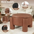 thumbnail image 6 of Storage Ottoman with Removable Top, 24" Round Coffee Table Ottoman & Upholstered Footrest, Faux Leather Ottoman for Small Spaces, Living Room, Apartment - Brown, 6 of 15