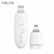 ANLAN 2 In 1 Ultrasonic Skin Scrubber Ion Deep Face Ultrasonic Cleaning Remove Acne Blackheads Replaceable Head Peeling Shovel,White