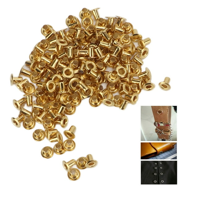 Octpeak Through Hole Rivets,500 Pcs Hollow Rivets DIY Through Hole Brass Decorative Hollow Rivets Copper Air Eye Buckles,Decorative Rivets