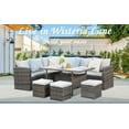 thumbnail image 6 of CozyHom 7 Pcs Outdoor Patio Sectional Dining Table Furniture Sofa Sets All Weather PE Wicker Rattan Conversation Set With Ottoman and Cushions, Gray, 6 of 15