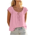 thumbnail image 2 of SwiftWear Women's Ruffle Drawstring Cute Tank Top Crew Neck Sleeveless Cami Casual Loose Fit Beach & Vacation Top​, 2 of 8