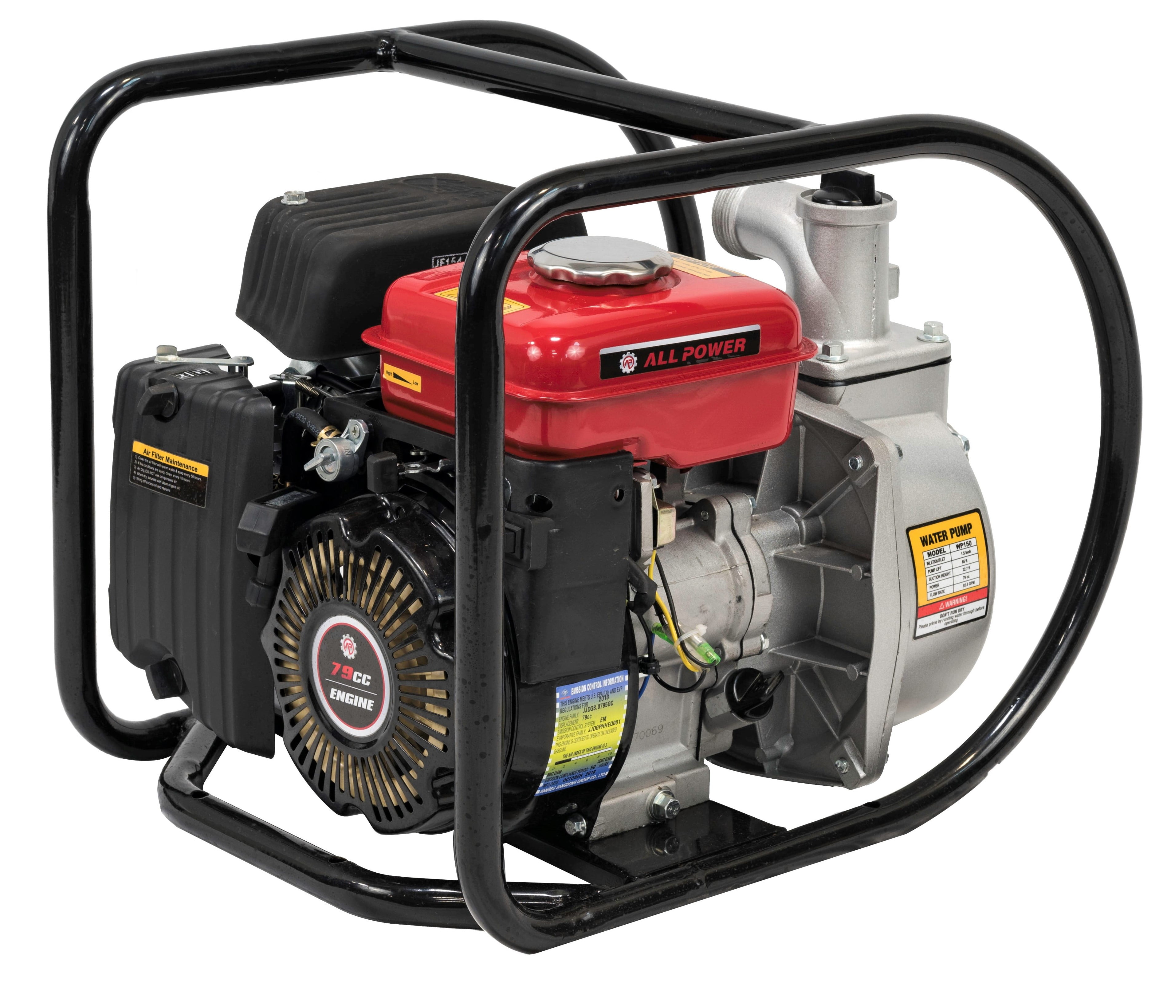 All Power 2.5 Hp Gas Powered 1.5 Inch Clear Water Pump, 48 Gallon Per 