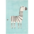 thumbnail image 2 of Unique Loom Whimsy Kids Collection Area Rug - Zebra (5' 3" x 8' Rectangle Teal/Ivory), 2 of 9