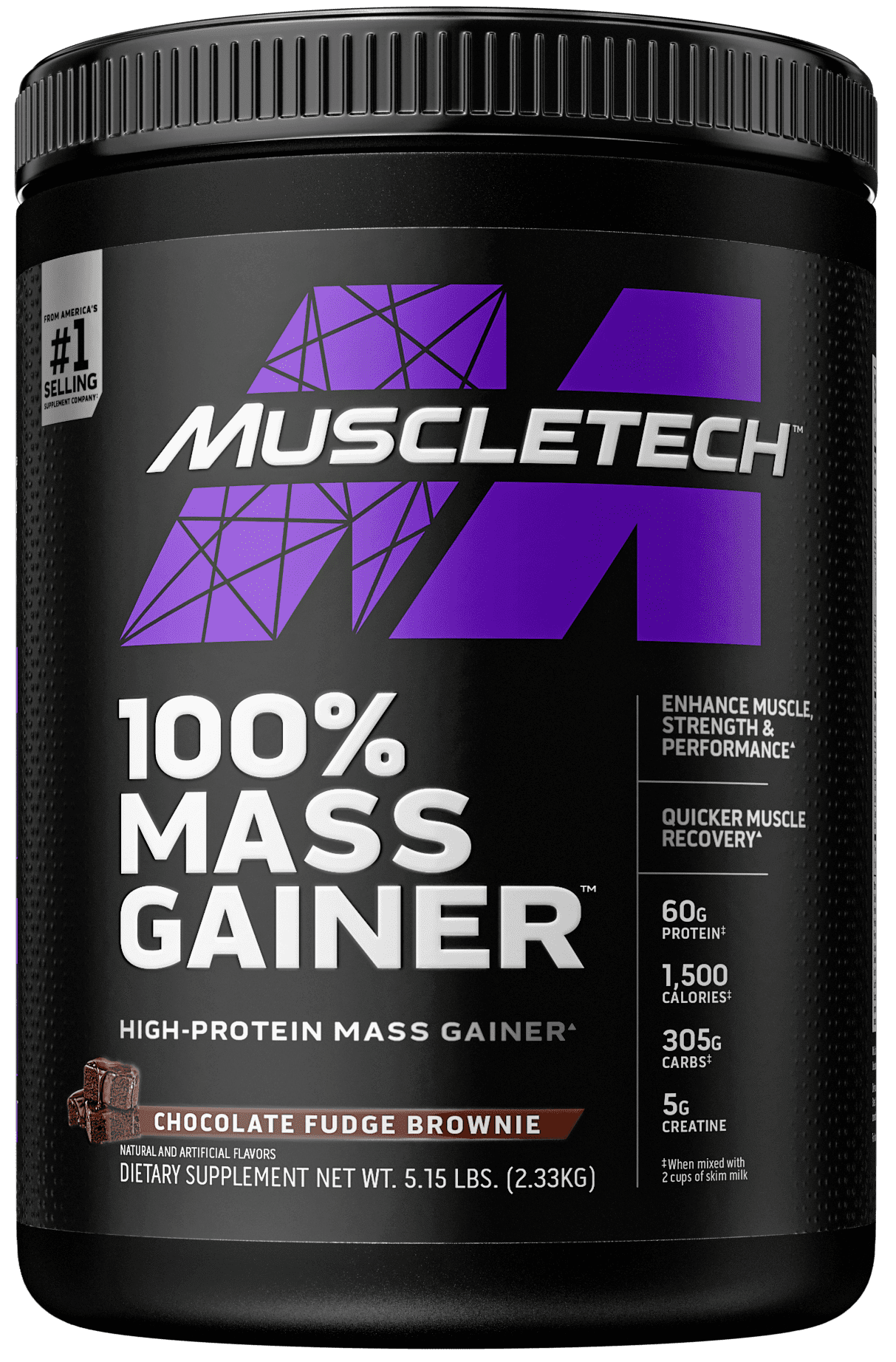 Muscletech Pro Series Mass Gainer, Chocolate Fudge Brownie, 60g Protein, 5.15lb, 82.4oz