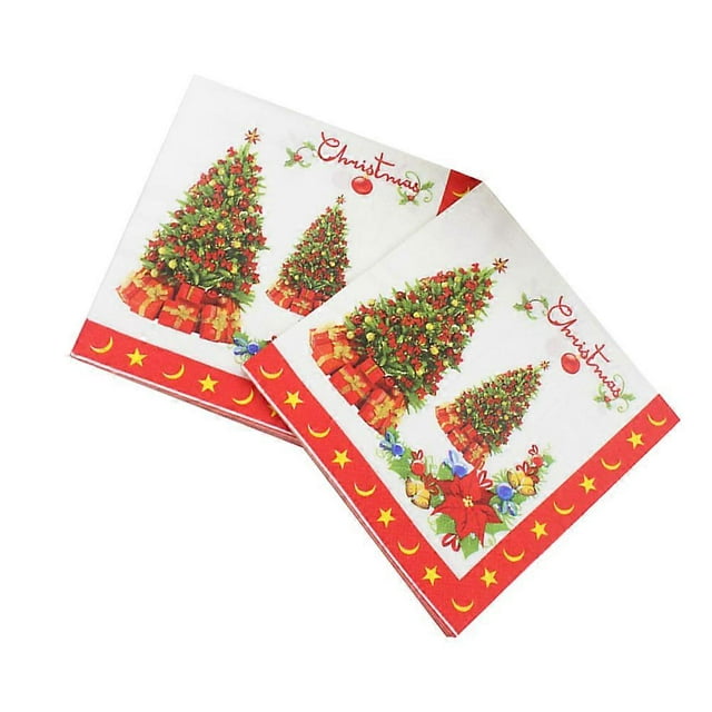 Printed Napkins Christmas Tree Disposable Party Napkins 20 Sheets for Gathering