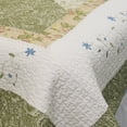 thumbnail image 3 of Laura 100% Cotton 3PC Floral Vermicelli-Quilted Embroidered Patchwork Quilt Set (Full/Queen Size), 3 of 6