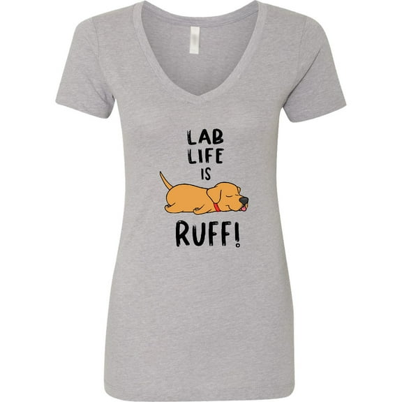 Inktastic Lab Life is Ruff Yellow Lab Women's V-Neck T-Shirt