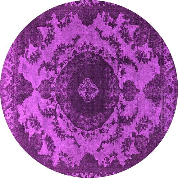 Ahgly Company Indoor Round Oriental Pink Industrial Area Rugs, 4' Round