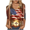 thumbnail image 5 of 250th American Flag Shirts Women 4th of July V-Neck 3/4 Sleeve Patriotic T-Shirt 2026 Independence Day Tops, 5 of 7