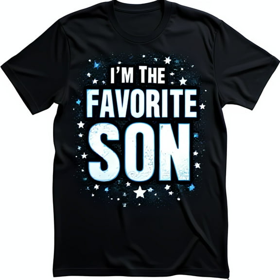 Glittery Starry Design Black T-Shirt 'I'M THE FAVORITE SON'