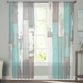 thumbnail image 2 of Turquoise Gray Semi Sheer Curtains 108 Inch Length 2 Panels Set, Country Retro Mottled Texture Wood Grain Sheer Kitchen Curtain Privacy Voile Window Curtain for Living Room Bedroom Rod Pocket Drapes, 2 of 7