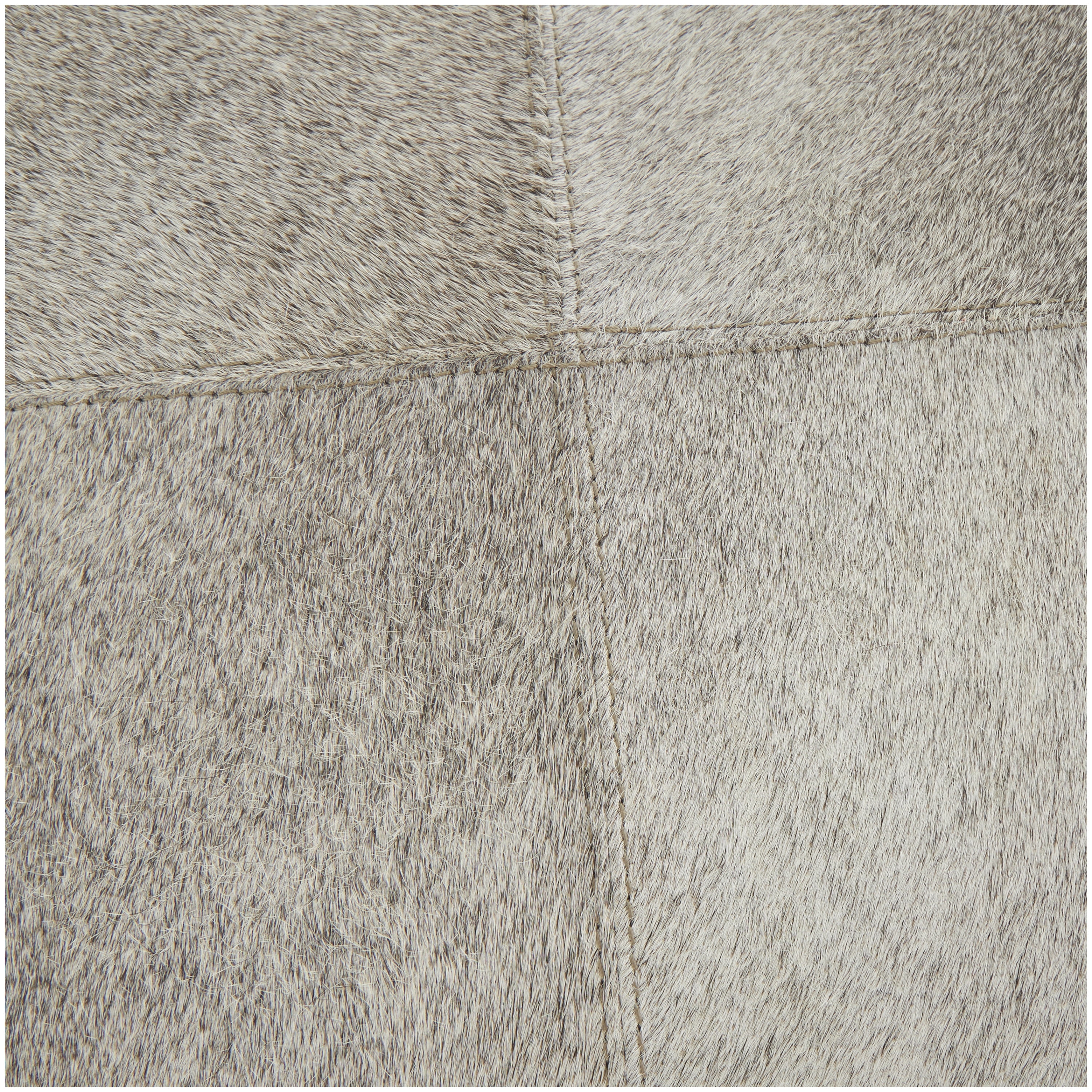 DecMode Leather Patchwork Stool with Silver Metal Base, Gray