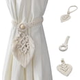 thumbnail image 3 of Piezas Alzapaños de Cortina, Alzapaños de Cortina, Cuerda de Cortina, Hebilla de Cortina con Correa de Hoja, para decoración de Cortinas, Beige, 3 of 5