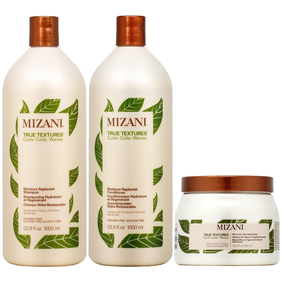 MIZANI True Textures Shampoo & Conditioner 33.8oz & Clay Steam Mask 16.9 oz