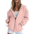 thumbnail image 3 of WULMLEO Zip Up Hoodie for Women Oversized Zip Up Y2K Hoodies Casual Long Sleeve Sweatshirts Fall Spring Track Jackets 2026 Light pink Polyester, 3 of 6