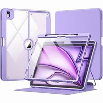 wonima88 for iPad Air 13 Inch Case M3 2025 & M2 2024 with Pencil Holder, iPad Air 13 Case [Built-in Screen Protector] with Clear Back & Magnetic Multi Angle Stand Cover, Purple