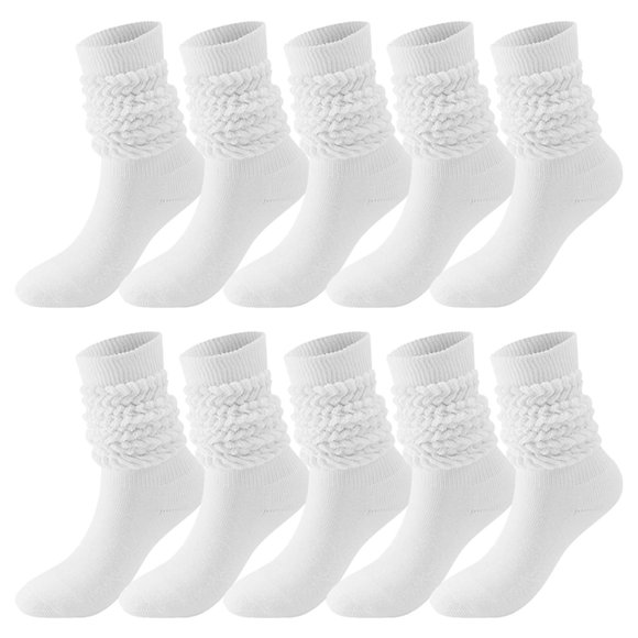Slouchy Socks for Women and Men, 5 Pairs Soild Color Socks Women Thigh High Boot Socks Soft Scrunch Socks, Fall Winter Fashion Accessories