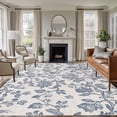 thumbnail image 2 of Blue Floral Large Area Rugs for Bedroom Living Room, Soft Non Slip Carpet Bedside Rug, Farmhouse Vintage Flower Leaf Botanical Rectangular Floor Cover Kitchen Accent Rug 8'x10' for Dining Room/Office, 2 of 9