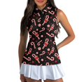 thumbnail image 3 of Whosucclay Candy Cane Pattern Workout Shirts Golf Sleeveless Half Zip Top for Women, Stretchy Anti Wrinkle for Sports Hiking Outdoor, 3 of 8