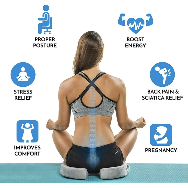 PhysicalMind Institute SmartSeat Posture Corrector for Lower Back, Tailbone, Coccyx, Sciatica Pain - Ergonomic, Breathable, Non-Slip and Portable Foam