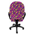 thumbnail image 3 of Floral Office Chair Slipcover, Spring-Themed Layout of Flowers and Leaves in Tones, Protective Stretch Decorative Fabric Cover, Standard Size, Purple Hot Pink, by Ambesonne, 3 of 5