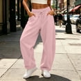 thumbnail image 2 of Vhkiploz Plus Size Wide Leg Joggers for Women's Drawstring High Elastic Waist Pants Solid Hiking Vacation Trousers with Side Pockets, 2 of 9