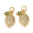 thumbnail image 2 of Brass Micro Pave Cubic Zirconia Charms with Jump Rings Long-Lasting Plated Lemon Lemon Chiffon Golden 14x10x3mm Hole: 1.5mm, 2 of 2