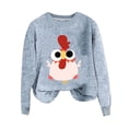 thumbnail image 4 of Blue Hoodies for Women Cute Little Turkey Graphic Long Sleeve Knit Sweater Funny Novelty Thanksgiving Sweatshirt Fall Outfits for Women 2024, 4 of 4