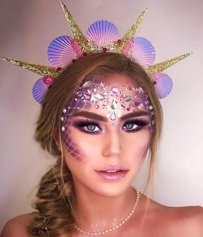 Cndiyald Red Heart Tiara Costume Headress Gold Crown For