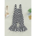 thumbnail image 4 of Toddler Kids Girls Overalls Checkerboard Plaid Print Sleeveless Flare Pants Jumpsuits Summer Casual One-Piece Outfit, 4 of 8