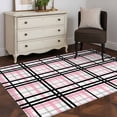 thumbnail image 3 of Hallway Runner Rug 2.7'x5', Pink Black Plaid Long Non-slip Runner Rugs, Farmhouse Pink Black Checkered Washable Outdoor Indoor Throw Floor Carpet Mat for Living Room/Bedroom/Kitchen/Office/Laundry, 3 of 9