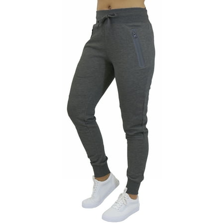 Womens Fleece Jogger Sweatpants With Zipper Pockets - SLIM FIT ...