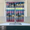 thumbnail image 3 of Kitchen Curtains 36 Inch Short - 3 Panel Set, Rod Pocket Window Curtain with Tropical Palm Tree Sunset Print, 100% Polyester for Boho Kitchen, Beach Room, Easy Wash, 3 of 6