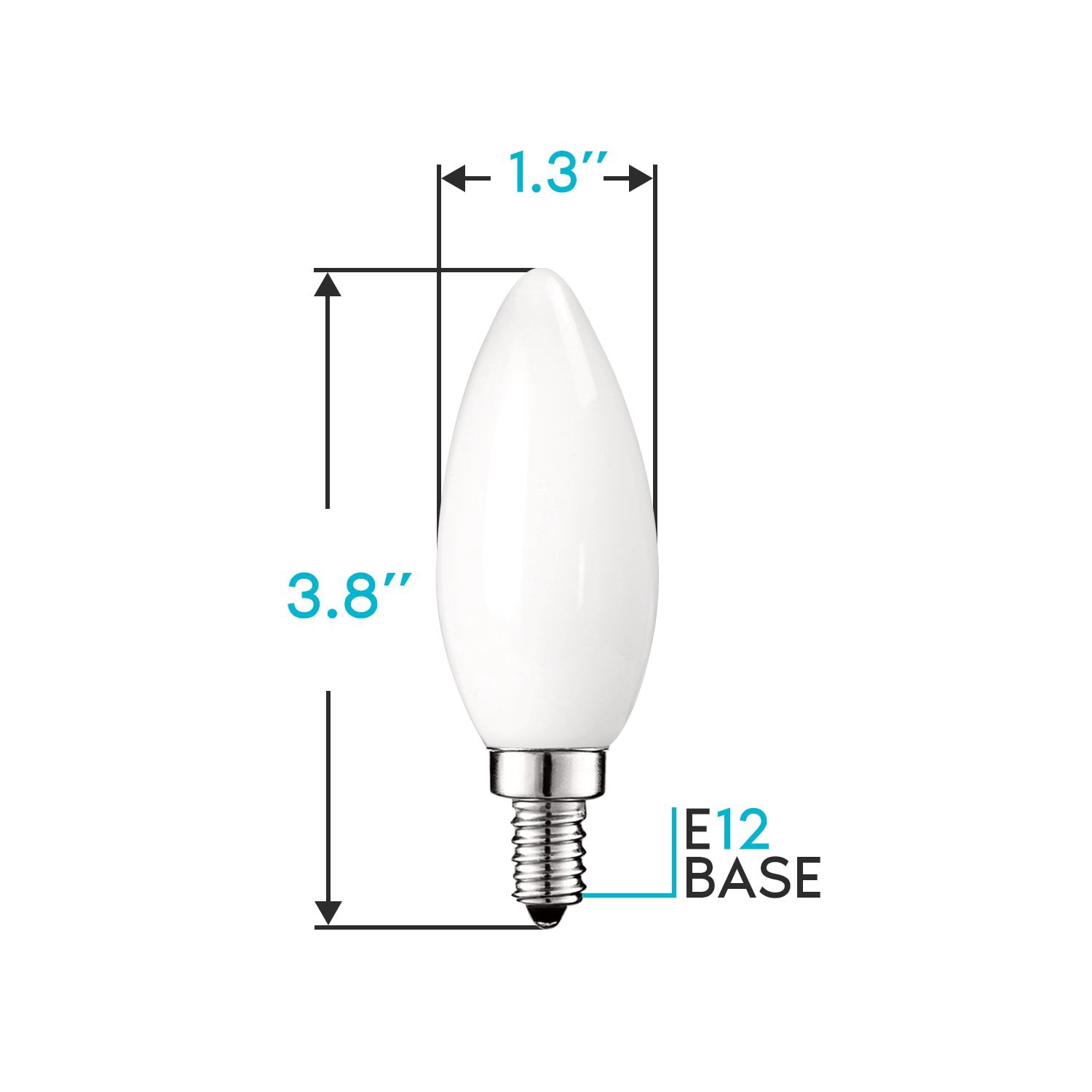Luxrite E12 LED Chandelier Frosted Light Bulbs, Dimmable, 60 Watt Equivalent, 2700K Warm White, 450 Lumens, Blunt Tip, 16-Pack