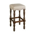 thumbnail image 2 of Linon Willow Backless Wood Bar Stool, 30.5" Seat Height, Walnut Finish with Beige Fabric, 2 of 5