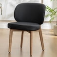 thumbnail image 3 of Dining Chair with  Back Single Mid Century Modern Kitchen Chair  Fabric  Armless Chair Wide Padded Seat with Wooden Leg for Kitchen Dining Living Room, 3 of 4