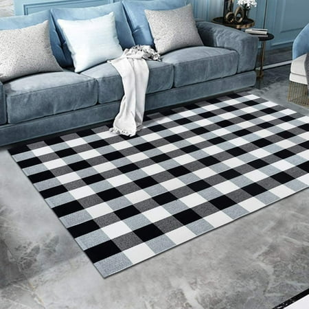 Buffalo Checkered Area Rug Black White Checkered Carpet Buffalo Plaid ...