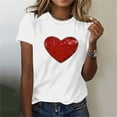 thumbnail image 2 of Erwazi Women's Valentine's Day T-Shirt Sparkle Heart Print Glitter Crew Neck Short Sleeve Tee Tops, 2 of 6