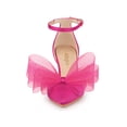 thumbnail image 6 of BLISSFUL STEP Women's Shoes Bow Tie Ankle Strap Stiletto Heel Pointy Toe Sandals Hot Pink 8, 6 of 7