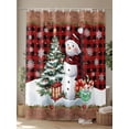 thumbnail image 4 of Red Plaid Christmas Shower Curtain Set, Waterproof Shower Curtains for Bathroom, Snowman Xmas Tree Snowflake Gifts Winter Washable Fabric Cloth Bath Curtain for Bathtub with Hooks 60x72 Inches, 4 of 6