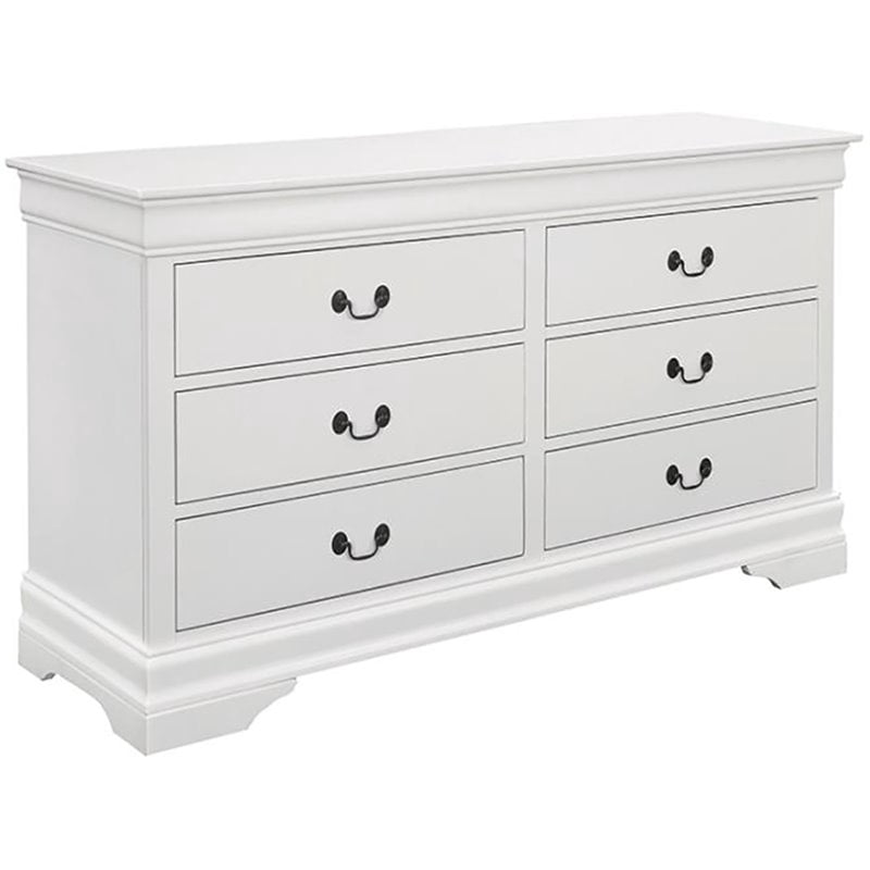 Bowery Hill Louis Philippe 6 Drawer Double Dresser in White Walmart
