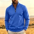 thumbnail image 2 of USNSM Mens Zip Up Sweatshirt No Hood Mock Neck Sweatshirts Men's Fleece Jackets Full Zip Lightweight Jacket with Pockets Blue L, 2 of 8