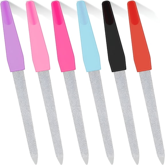 EXLEAF 2026 New 6pcs Metal Nail File Double Sided Grit Fingernails Filers