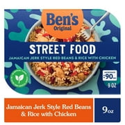 Ben's Original Street Food. Jamaican Jerk Style Red Beans & Rice with Chicken. 9 Ounces and Microwaves in 90 Seconds! Fully Cooked.