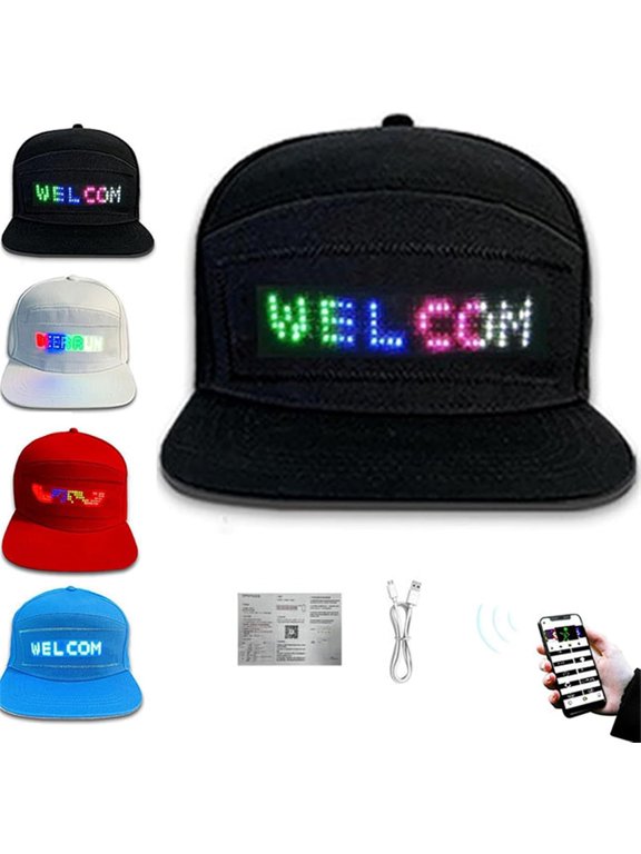 Gpaecead LED Display Up Baseball Cap with Bluetooth - Personalized Messages for Parties, Birthdays, Gifts