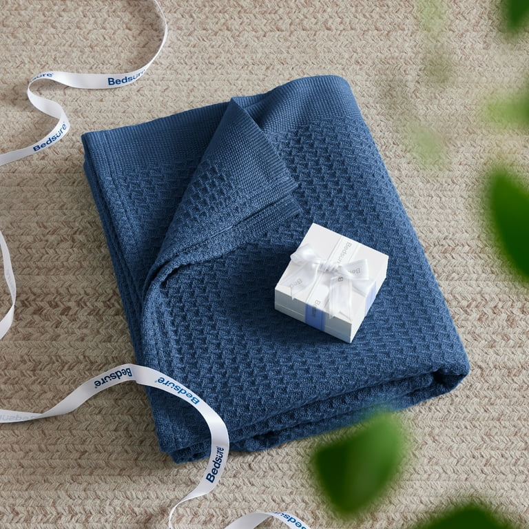 Cozy Comfort 100 Cotton Blankets King Navy Waffle Weave Blankets for All Seasons 104x90 inches Walmart