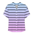 thumbnail image 3 of Paiwinds Women's V-Neck Printed Short Sleeve T-Shirt, Gradient Stripe Pattern Casual Top, Loose Fit Summer Fashion Tee, 3 of 9