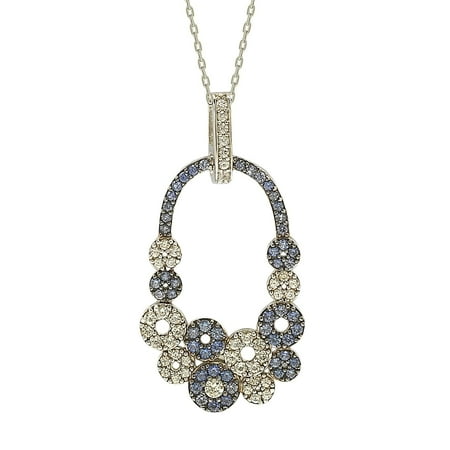 - Suzy Levian Sapphire and Diamond Accent in Sterling Silver Multi Circle Pendant