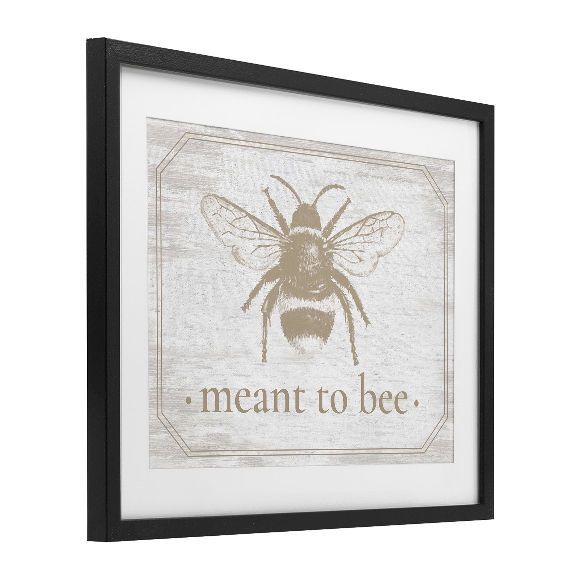 Meant To Bee Rustic Border Black Framed Print Under Glass, design by Lettered and Lined