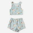 thumbnail image 4 of Elainilye Fashion Womens PJ Set Dairy Milk Print Sleeveless Vest Shorts Sets Home Wear 2 Piece Pajamas Set Sleepwear,Blue, 4 of 6